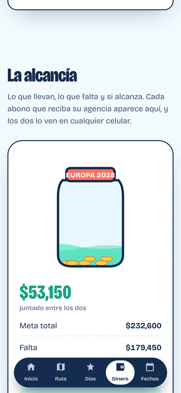 Alcancía del cliente con lo que lleva ahorrado